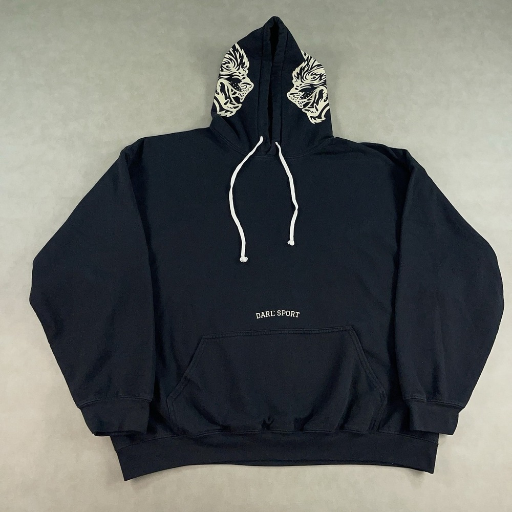 Darc Sport Hoodie Mens XL Pullover Sweatshirt Wolves Forever Black Drawstring
